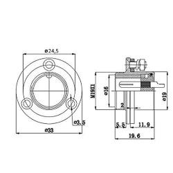 Connector GX20 9pin M flange to housing