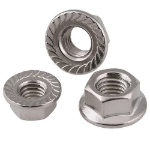 Nickel plated nut M4 hexagonal with flange gear