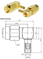 Connector SMA-JW1.5 Male angled for cable